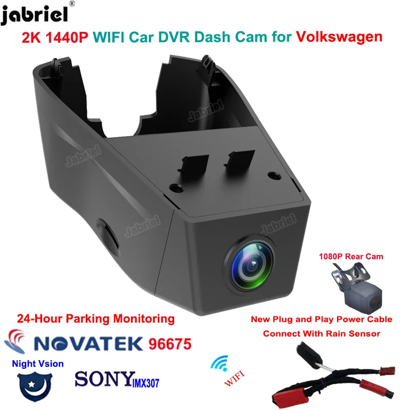 

New 2K Wifi Car DVR Dash Cam Rear Camera FHD 1440P Video Recorder 24H for Volvo XC90 B5 for Volvo XC90 B6 2022 2023 2024 Dashcam