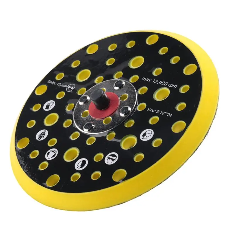 6 Pcs 150Mm 5/16 Thread 52 Hole Medium Density Random Orbital Sander Hook & Loop Backing Pad For Mirka CEROS DEROS-B61B