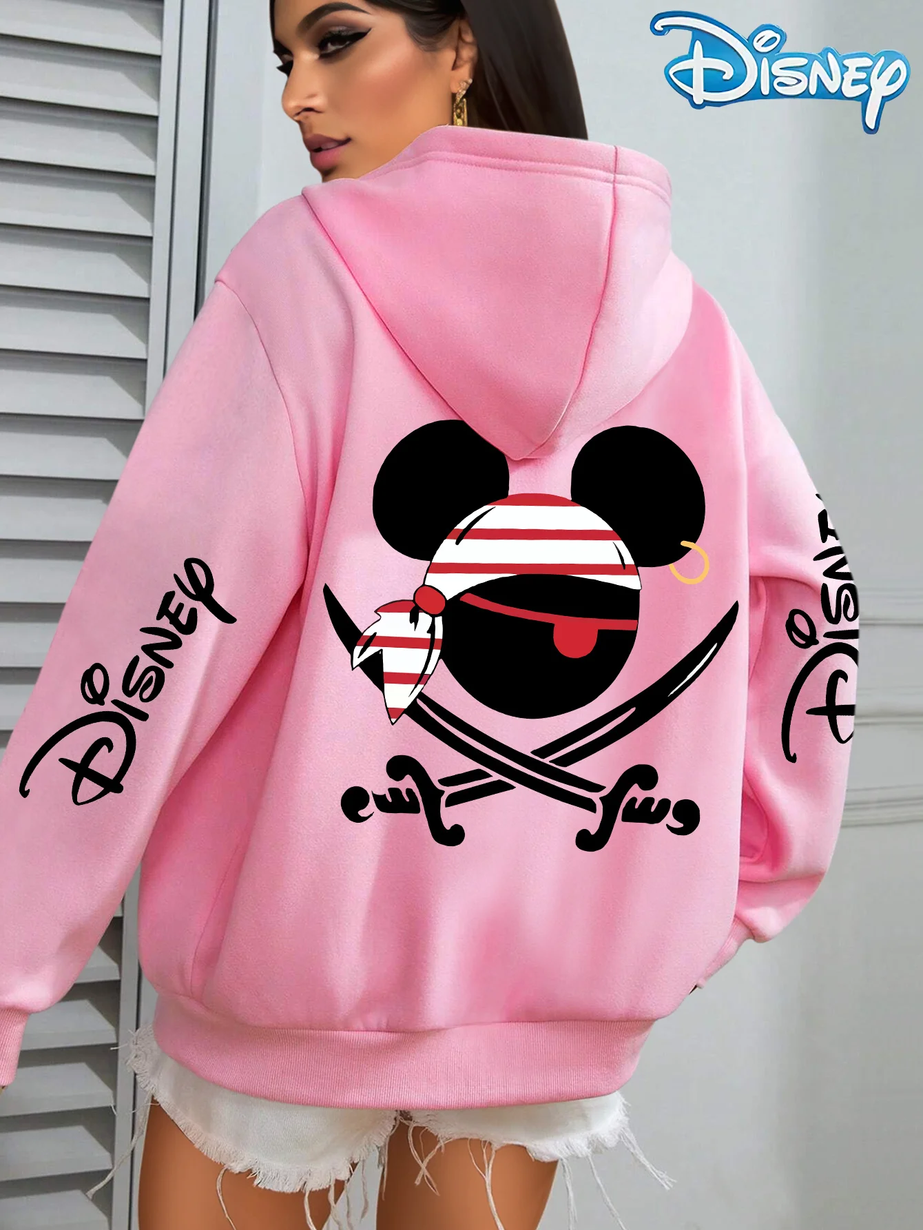 

Толстовка с капюшоном Disney Halloween Dark Themed с изображением Микки Мауса и пиратского черепа, с принтом на спине, модная свободная толстовка для мужчин и женщин в уличном стиле