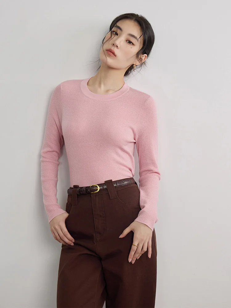 DUSHU Casual Style Round Neck Slim-fitting Bottoming Shirt for Women New Winter Multiple Colors Non-pressure Sweater Female