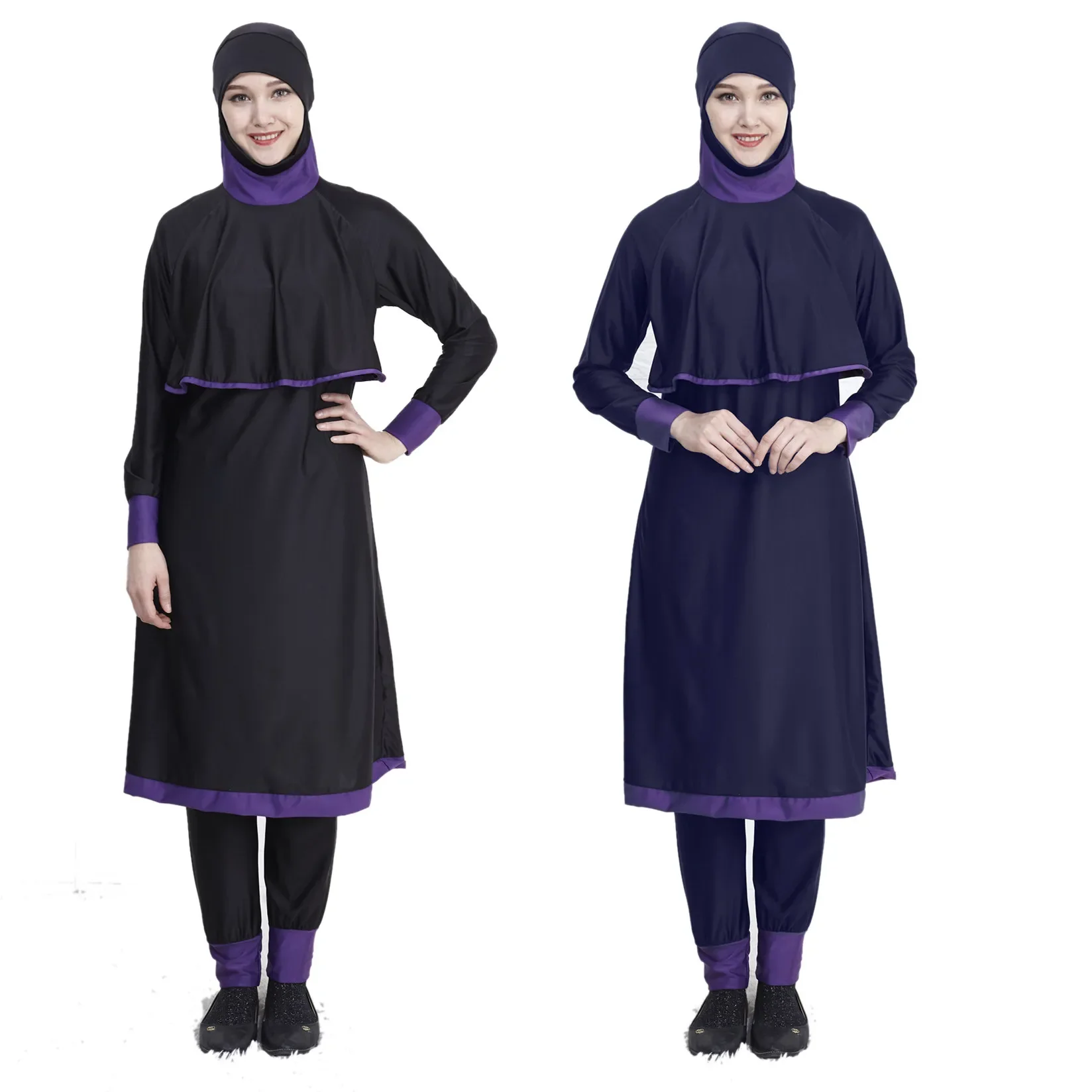 Swimwear Women Islamic Muslim Hooded Swim Wear 2 Piece Suit Hijab Swimsuit Modest Swim Surf Wear Sport Maillot De Bain Islamique