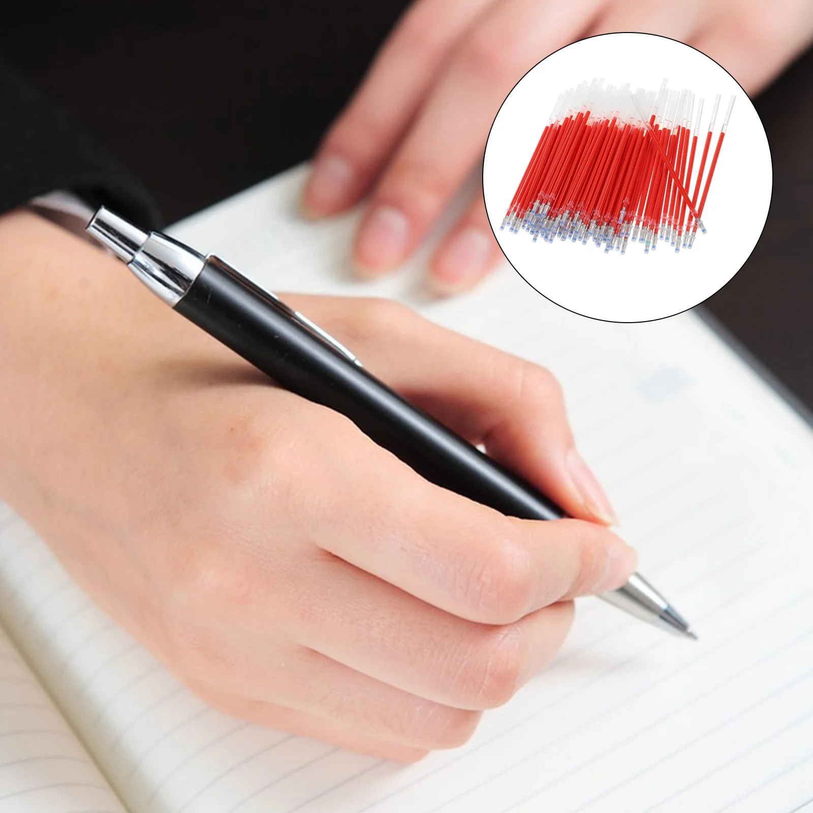 

100Pcs Fine Tip Pen Refills Gel Ink Replacement for Press Type Pens Smooth Writing Office School Stationery