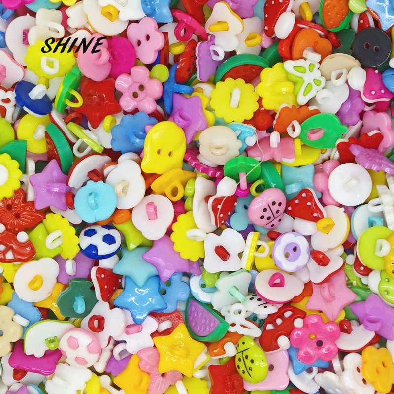 50PCs 25-35Patterns Mixed Randomly Cartoon buttons for KIDS Clothes Accessory DIY Scrapbooking 12-22mm P1001