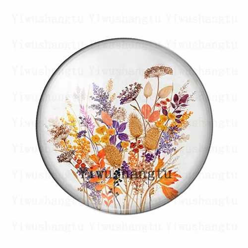 Wildflowers Art Botany flower ink sketch painting 12mm/18mm/20mm/25mm Round photo glass cabochon demo flat back Making findings