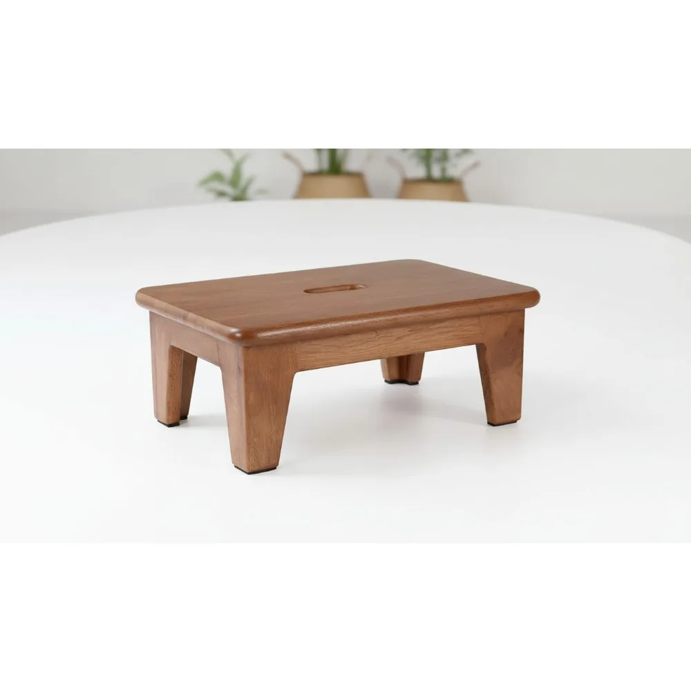 

Solid Oak Step Stool for High Beds - 6.5" Height, Non-Slip Mat, No Assembly Needed, Sturdy 500lb Capacity for Adults & Seniors