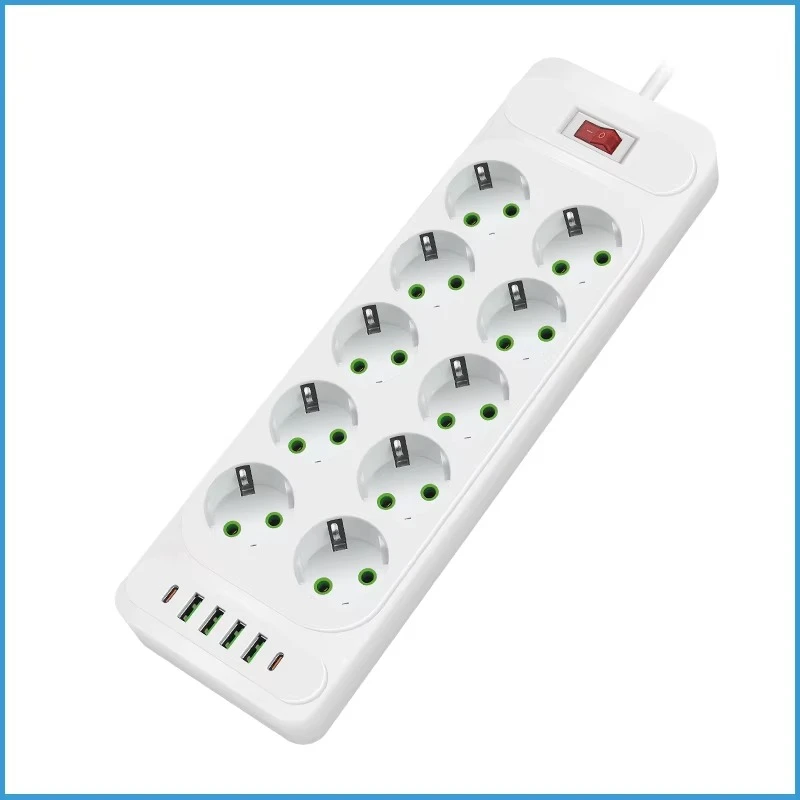 

3-Way/6-way electrical extension socket with switch and power socket