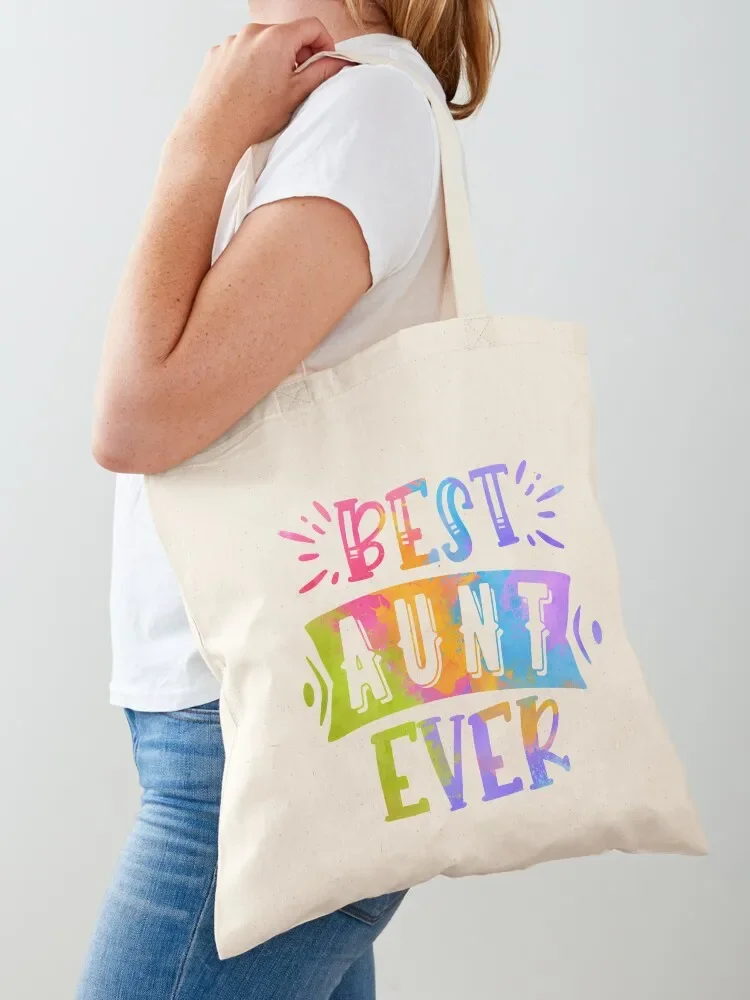 Best Aunt Ever Rainbow Splatter Tote Bag foldable reusable bag Reusable bags custom tote bag large size bags