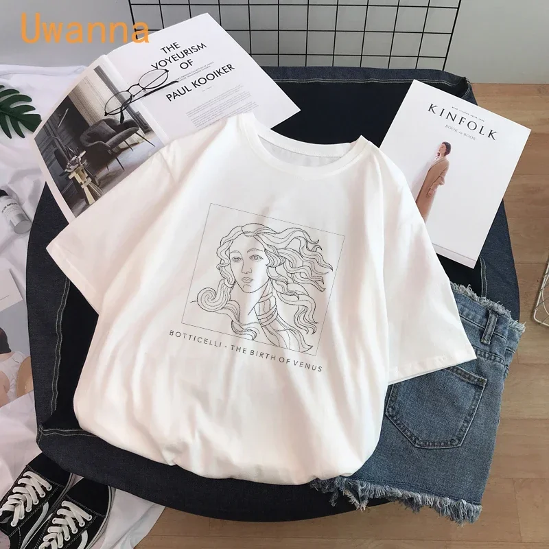 Van Gogh printing printed harajuku t shirt women summer short sleeve casual white tops women t-shirt fashion graphic tee female