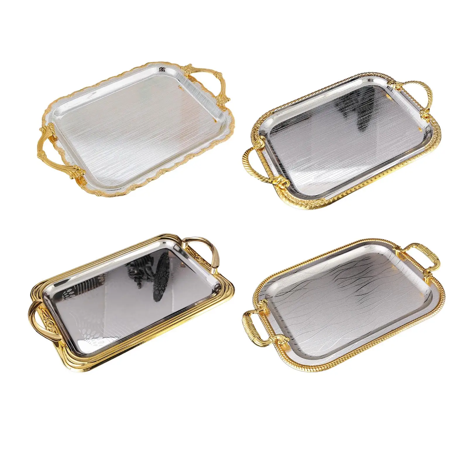 

Decorative Serving Tray Coffee Table Tray Easy to Clean Elegant with Handle Vanity Trays for Food Coffee Tea Ottoman Bathroom