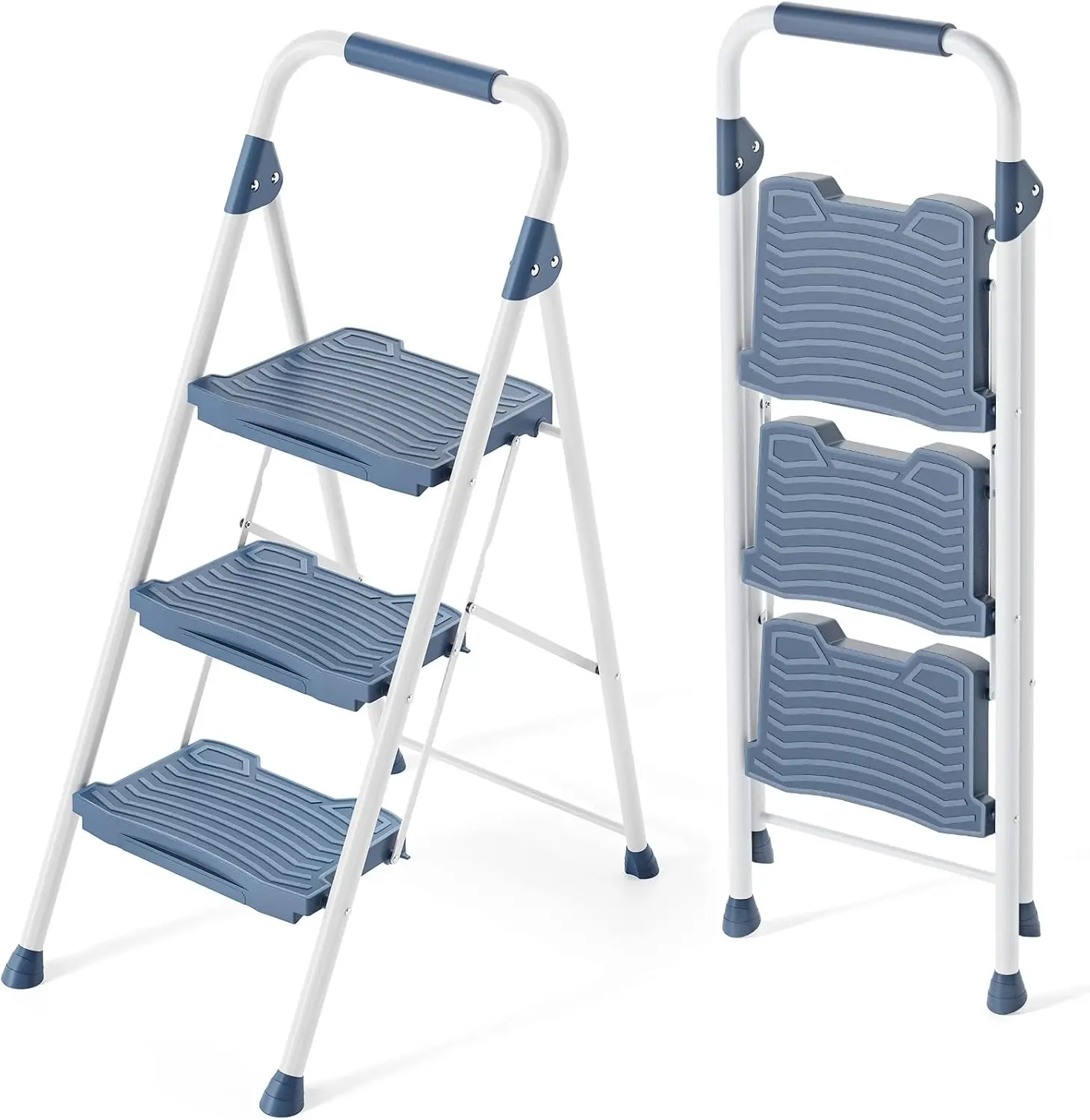 

3 Step Ladder, 900lbs Sturdy Step Stool with Handrail, Non-Skid Wide Pedals, Foldable 3 Stepladder with Safety Locking for Home,