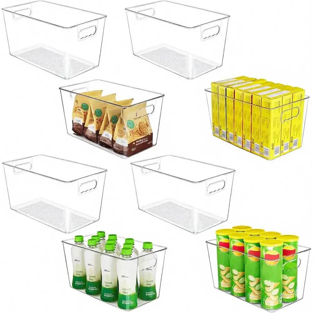 

Пластиковые контейнеры для хранения, 8 штук, органайзер для кладовой, кухни, морозильной камеры, шкафа, гардероба, XL, для хранения