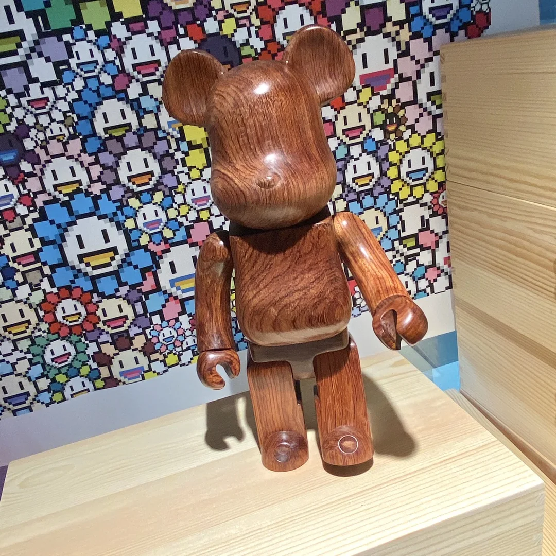 

BE@RBRICK 400% purple core wood bar flower wood Bearbrick 28cm light board bear made of natural wood each one is unique wood