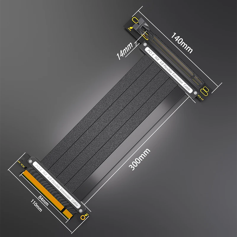 90Degree PCI-E X16 4.0 Flexible Cable Black PCI Express 16x Shielded High Speed 64G GPU Riser Cable 30cm PCIE4.0 Extension Cable