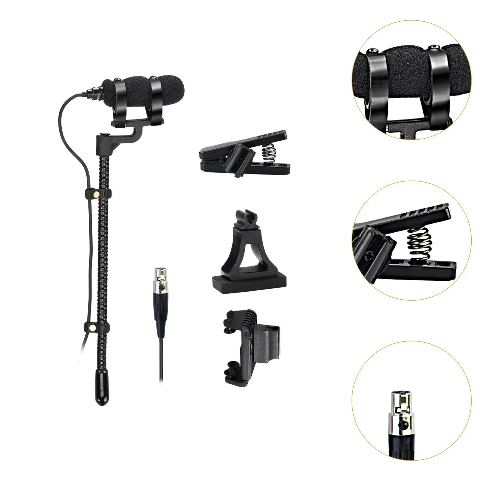 Mini micrófono de instrumento con cable fácil de instalar para violín saxofón de bocina francesa