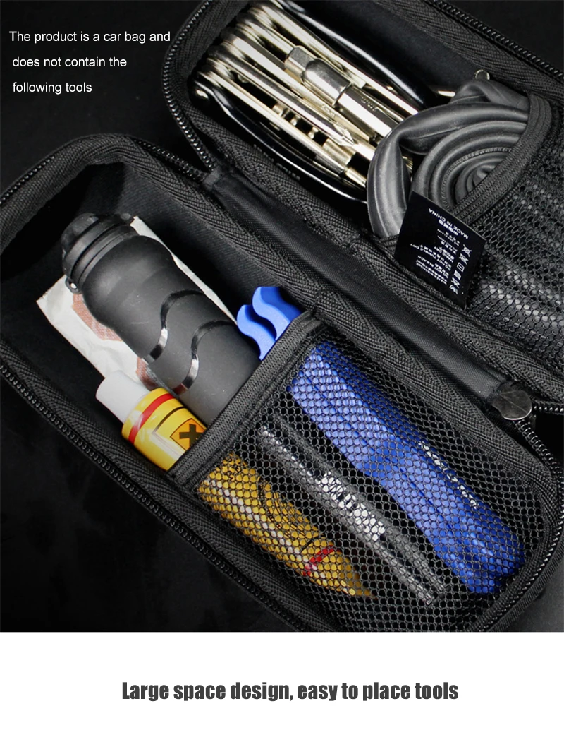 WILD MAN E3 Bicycle Bottle Cage Tool Case PU Hard Shell Zipper Storage Pouch Mesh Organizer Cycling Repair Bag Case Only