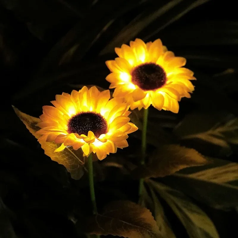 Outdoor Solar Simulation Sunflower Light 1/3 Heads Waterproof Lawn Lights Landscape Lamp For Home Decor Garden Yard Flower Light