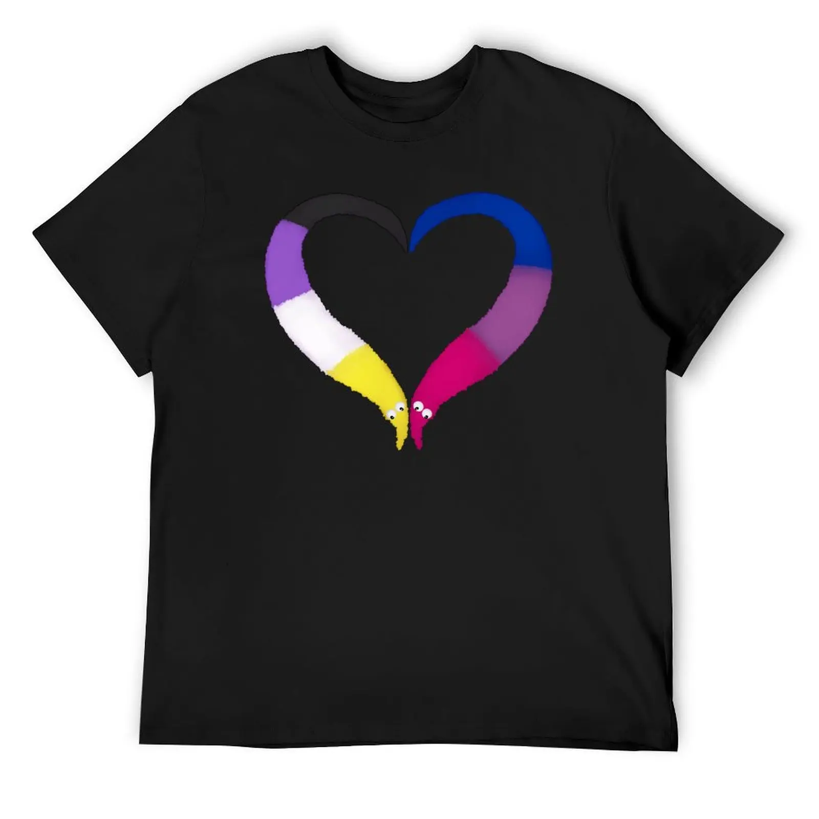 

Nonbinary Bi Worm on a String Heart T-Shirt Man t-shirt Aesthetic clothing valentines boutique clothes t shirts for men graphic