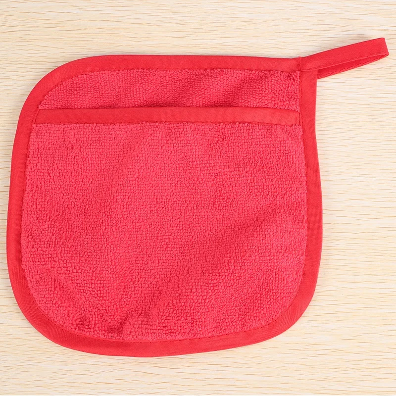 4Pcs Pot Mat Cotton Cloth Pot Holders Looped Gloves Terry Pot Kitchen Holders Cushion Pocket Tool Potholder Gloves