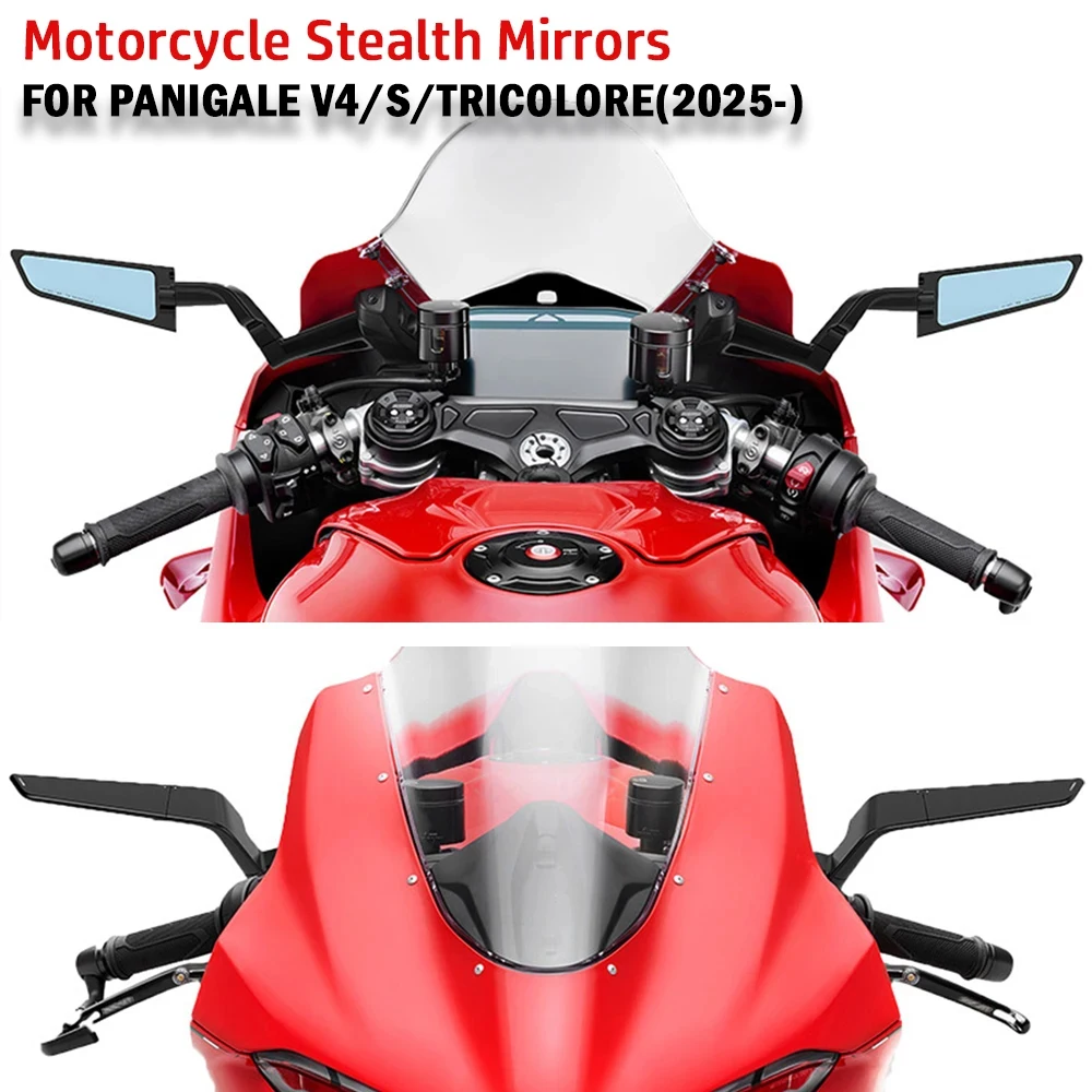 Motorcycle Mirrors Stealth Winglets Mirror to Rotate Adjustable Mirrors For Ducati Panigale V4 2025 PANIGALE V4S 2026 Tricolore