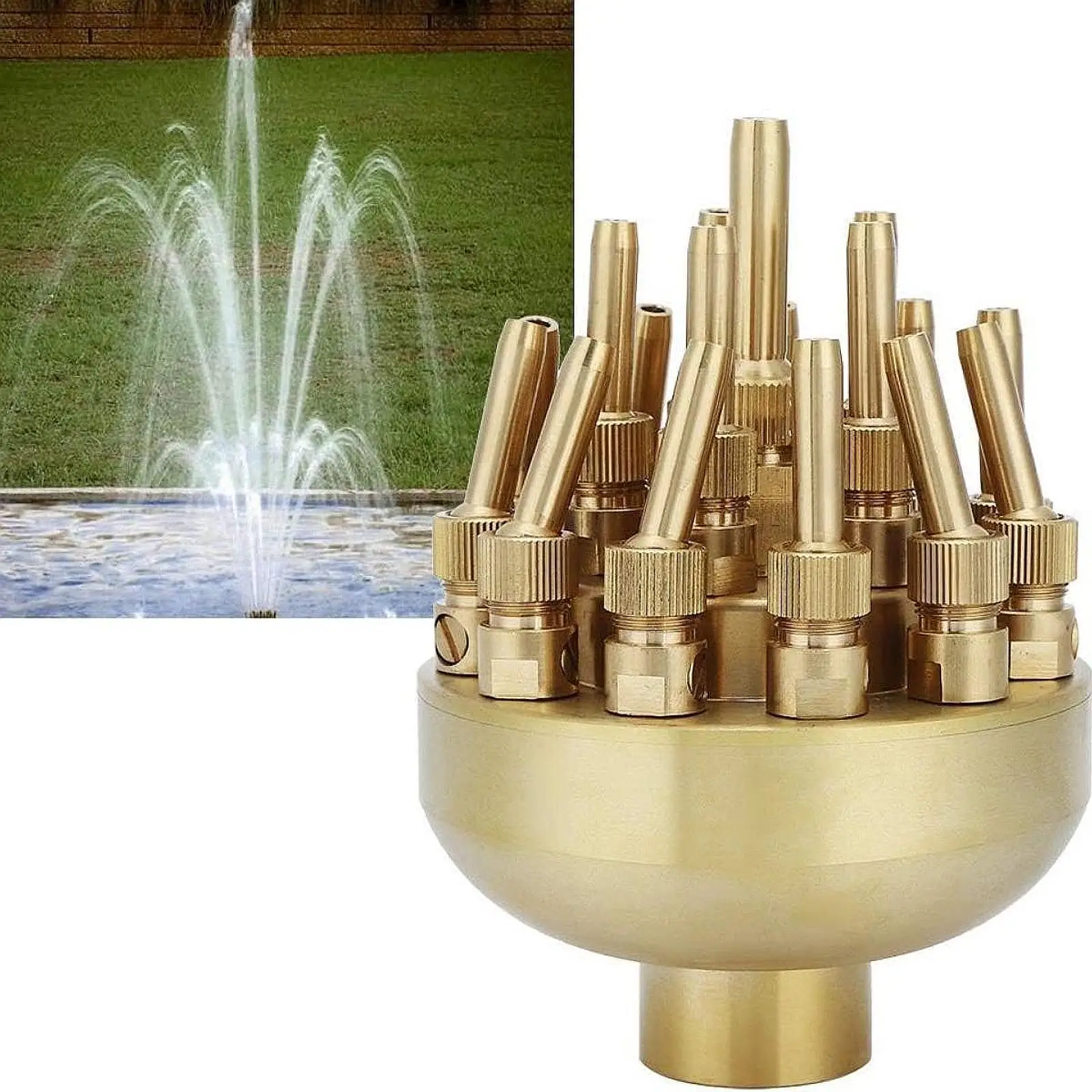 

1" Water Fountain Nozzle 3 Tier Sprayer Pond Sprinkler Head Adjustable for Pond Home Musical Fountain Plaza Garden Decoration