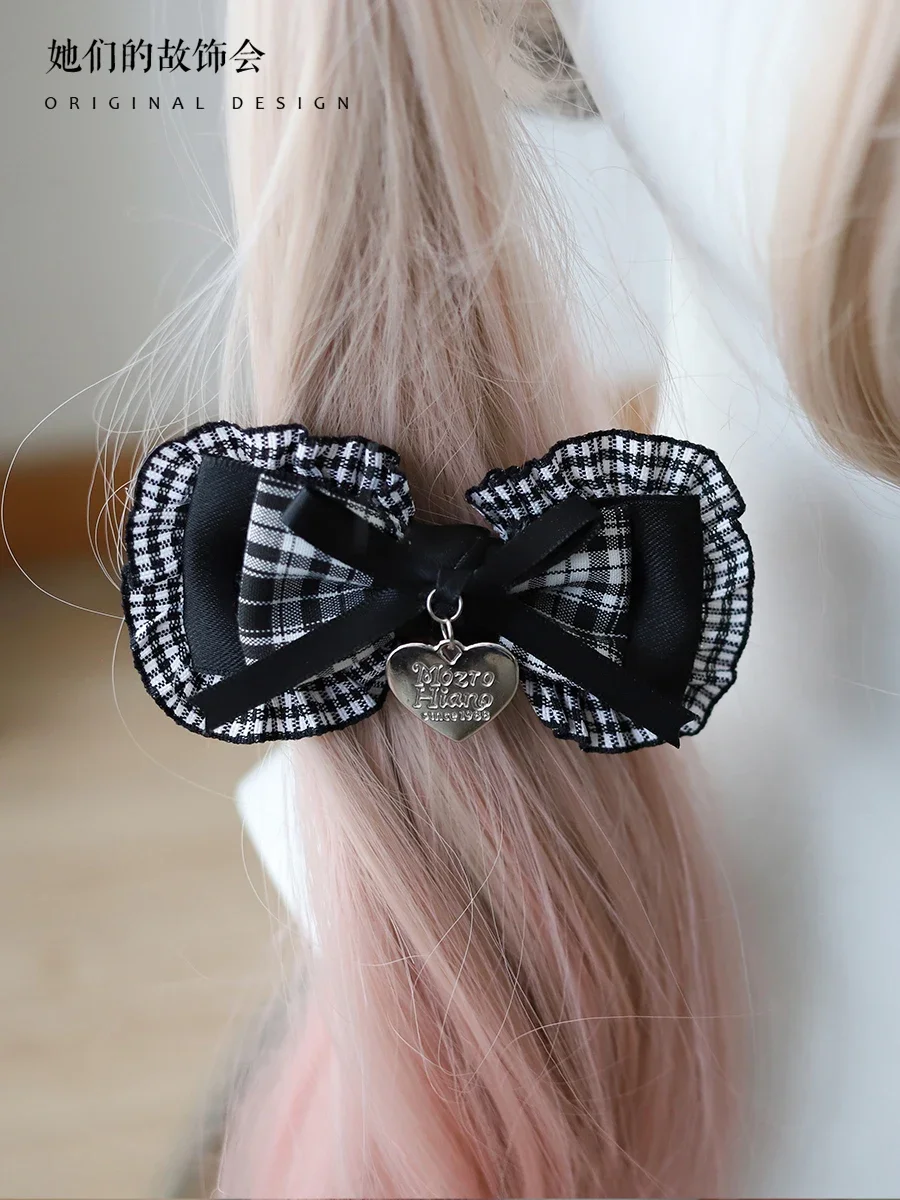 Accesorios de cosplay, lindas diademas de corazón, lazo de encaje japonés, tocado de Lolita, accesorios para el cabello, diadema de sirvienta Y2K, horquillas