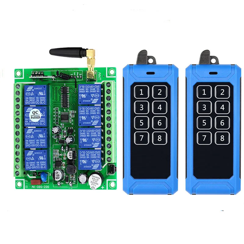 433MHZ DC 12V 24V 36V 8CH 8Channel RF Wireless Remote Control System Receiver NEW Transmitter Universal power industrial