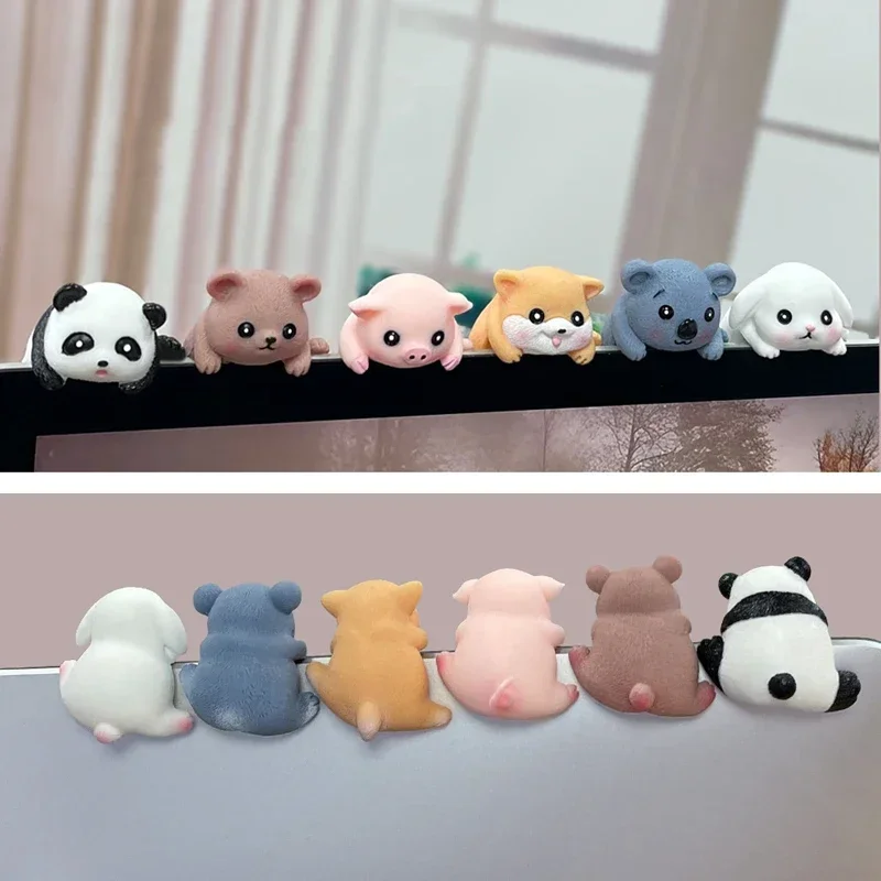 Cute Creative Resin Navigation Screen Lying Panda Animal Decoration Computer Display Koala Model Pig Bear Toy Gift Decoration