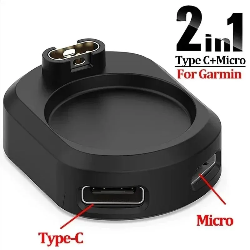 For Garmin Watch Fenix 8 7 S 6 5 7X 6X Forerunner 955 935 255 Watch Charger Plug for iOS Micro USB Type C Charging Adapter Cable
