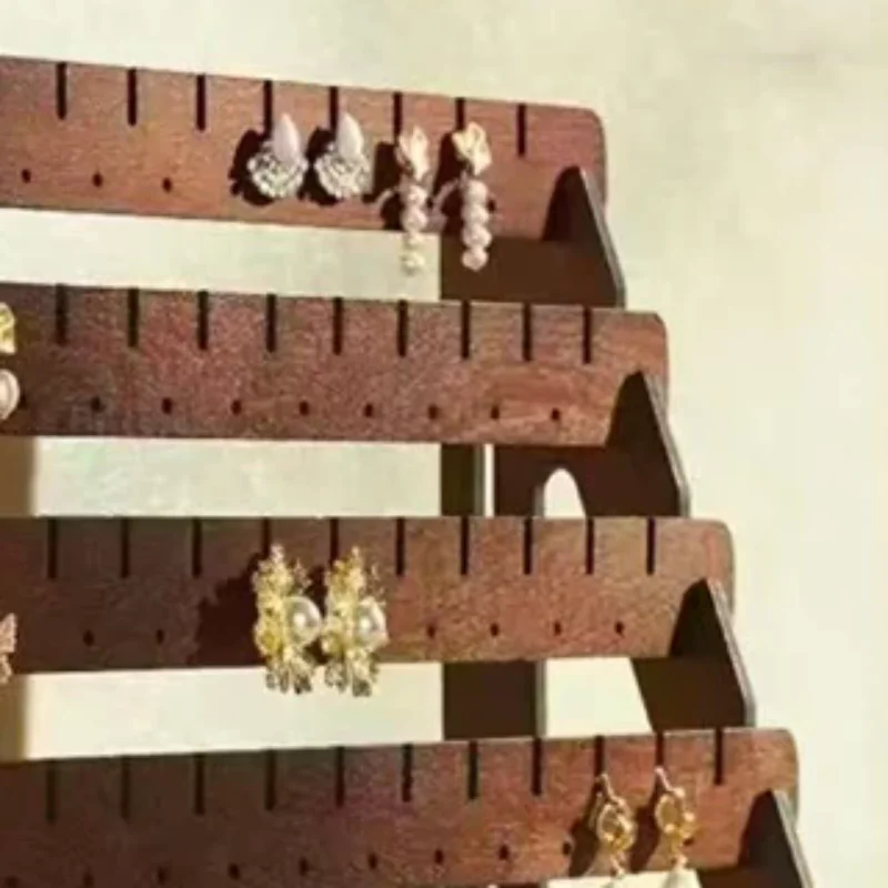 

Multilayer Wooden Earring Stand Holder High-capacity Jewelry Storage Organizer Display Rack For Home Living Room Bedroom Desktop