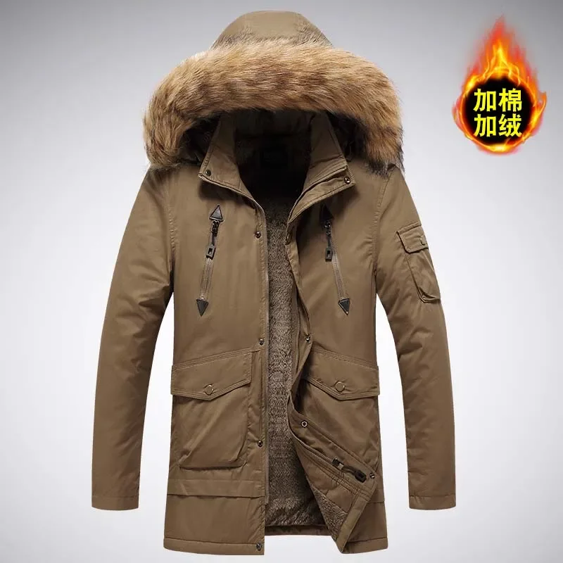 

Wind-Resistant Long Cotton Parkas Thickened Warm Men Clothing Zipper Comfortable Casacos De Inverno Masculino Winter With Hood