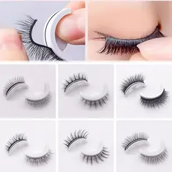 1Pair Reusable Self-adhesive False Eyelashes 3D Mink Lashes Glue-free Eyelash Extension 3 Seconds to Wear No Glue Needed Lashes