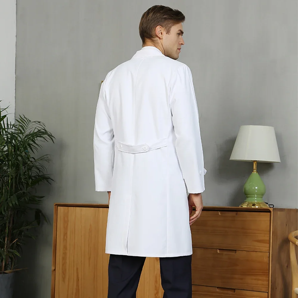 Silky Lab Coats Pharmacy Robe Anti-static Consultation Coat Tab-Waist Women Men Dual-function Dentist Uniform