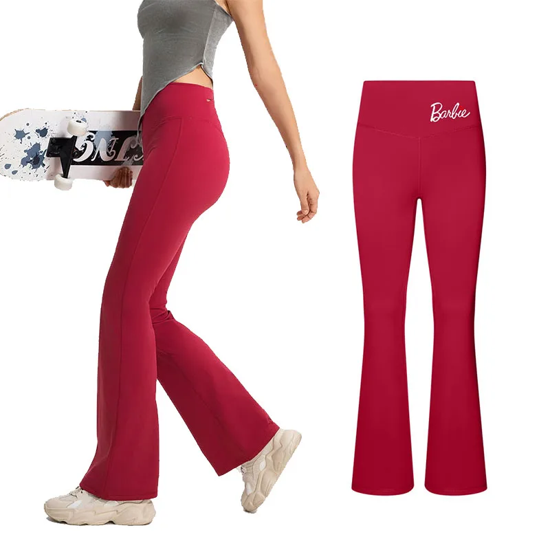 Fashionable High-Waisted Butt-Lifting Tummy-Tightening Barbie Velvet Butt-Flattering Bell-Bottom Cycling Fitness Yoga Pants