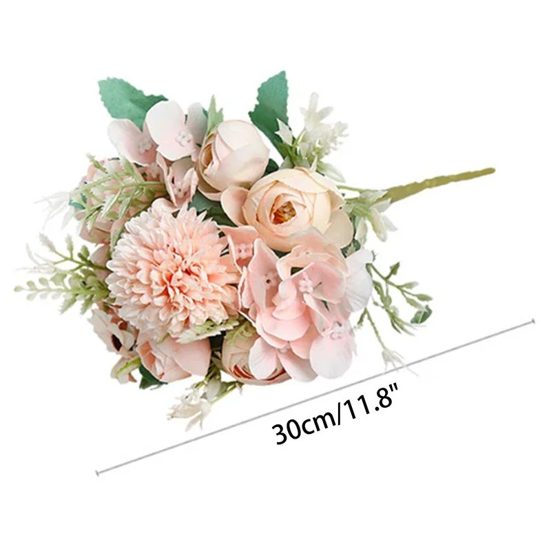 1 шт. декоративный букет роз и гортензий из искусственного шелка, идеально подходит для свадеб, дома, сада и уличных досок