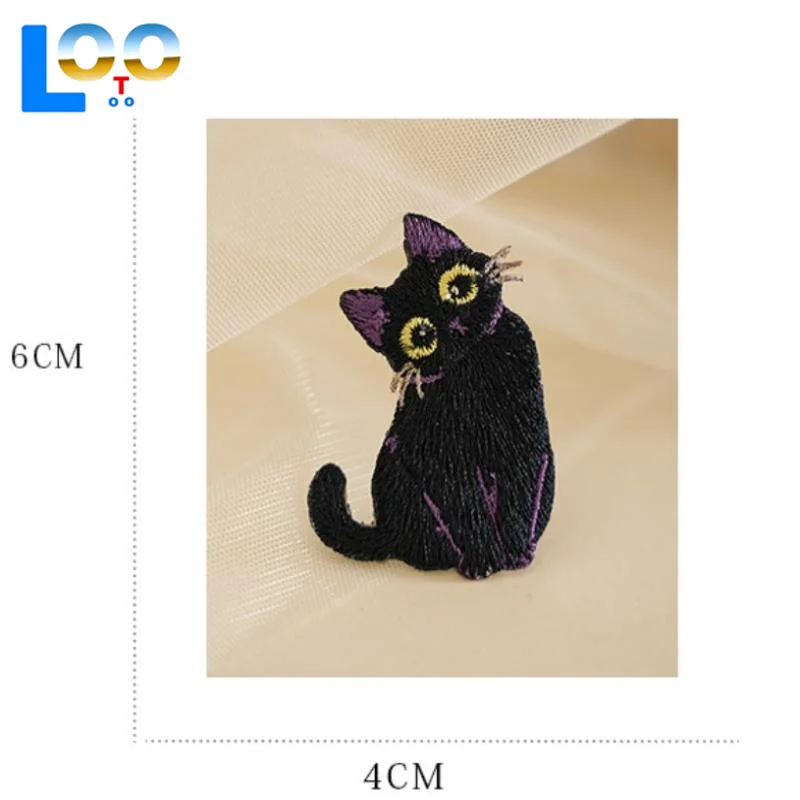 الكرتون الأسود القط شارة بقع للملابس شعار الملحقات ملصقات التصحيح الزخرفية DIY التطريقات المطرزة للخياطة