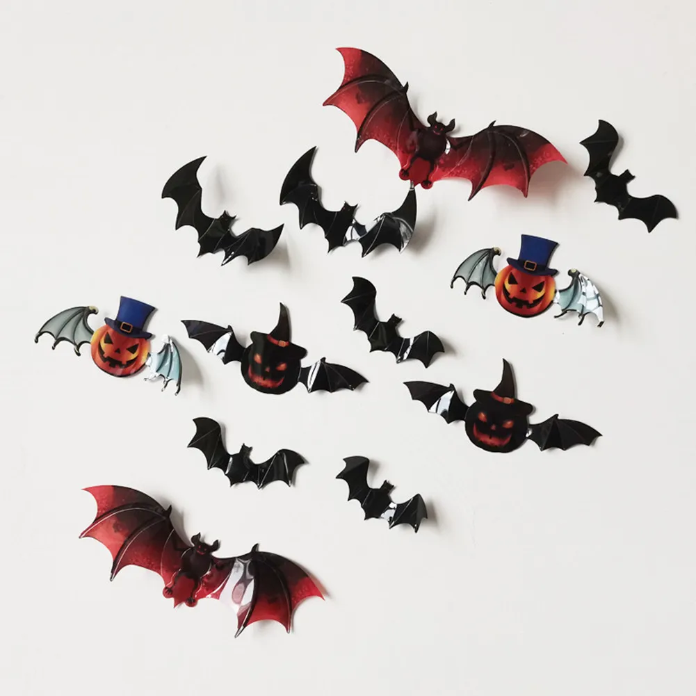 60pcs/set Pvc Bat Pumpkin Wall Sticker Three-dimensional Home Decoration Wall Sticker