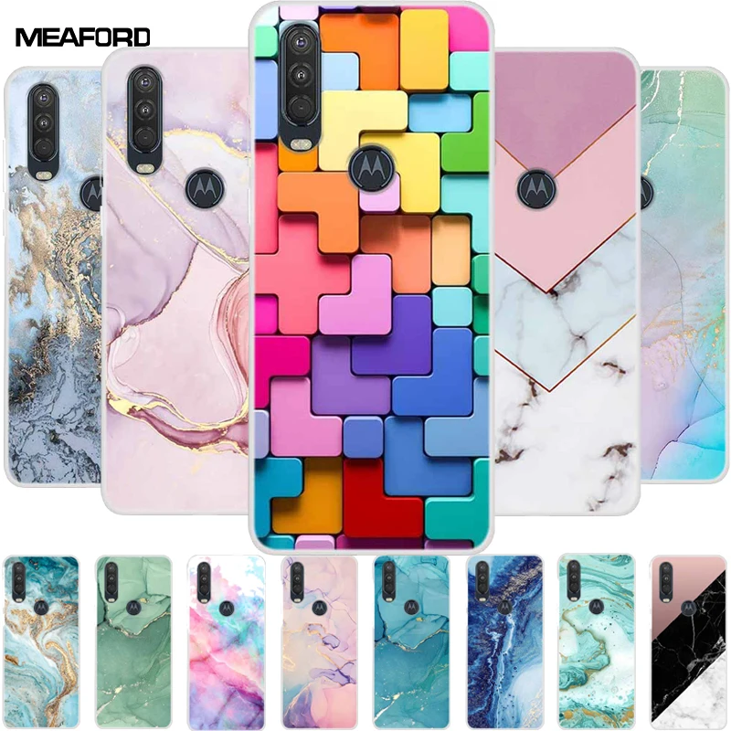 For Motorola One Action Case Clear Marble Soft TPU Silicone Back Cover For Moto One Action XT2013-1, XT2013-2, XT2013-4 Cases