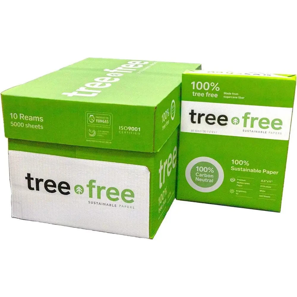 

Eco-Friendly 8.5x11 Paper, 92 Bright, 20 lb, Sugarcane Waste, Carbon Neutral, 10 Packs, 5000 Sheets