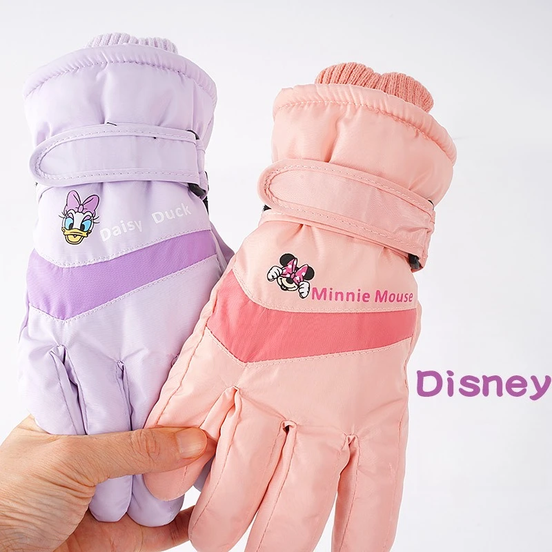Miniso ディズニー子供用スキーグローブ冬プラスフリース防寒ガールズボーイズグローブミディアムビッグ子供 5 本指屋外