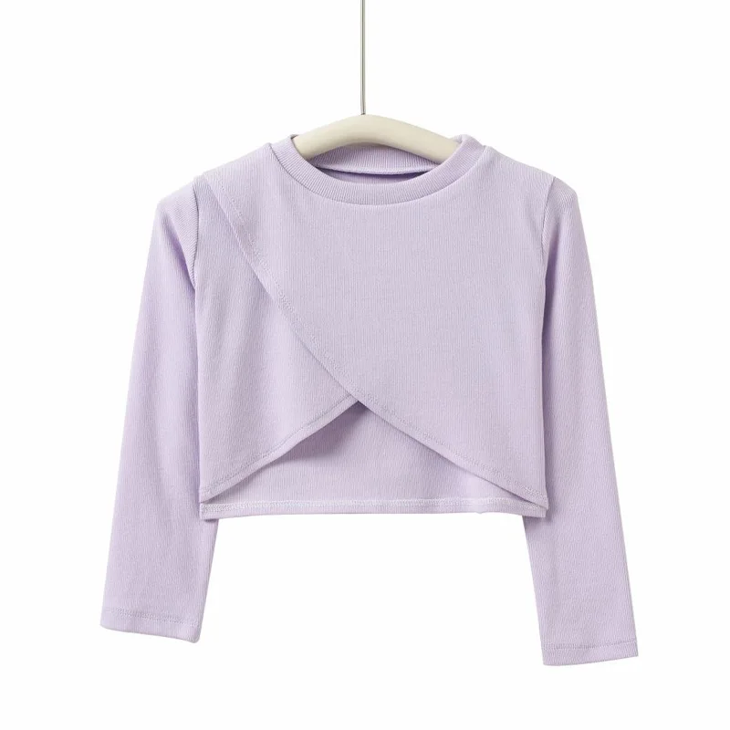 Ballet Sweater Girls Long Sleeve Shrug Pullover Dance Cardigan Kids Pink Warm Up Crop Top For Leotard Gymnastics Coat Costume