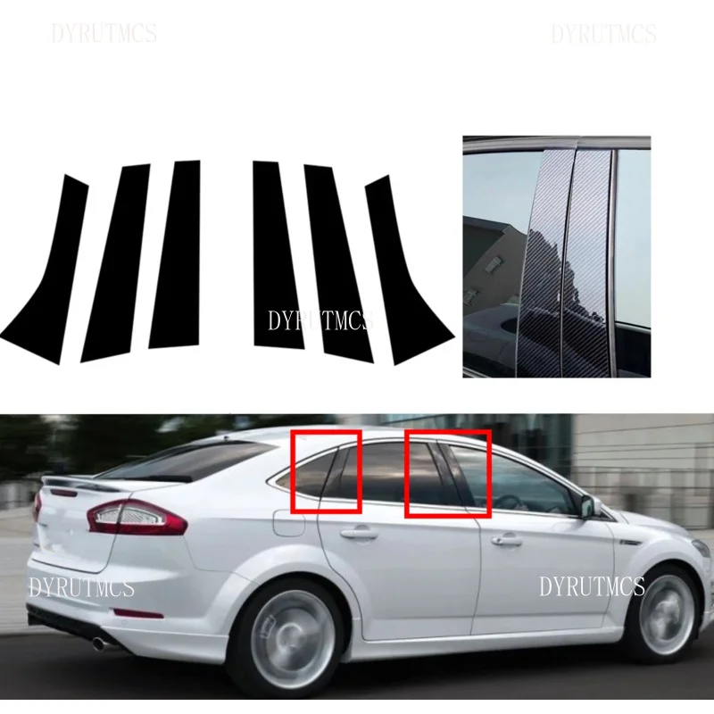 

6pcs Fit For Ford Mondeo MK4 2008 2009 2010 2011 2012 2013 Door Window Pillar Posts Cover Sticker Cover Decal TrimGlossy Black