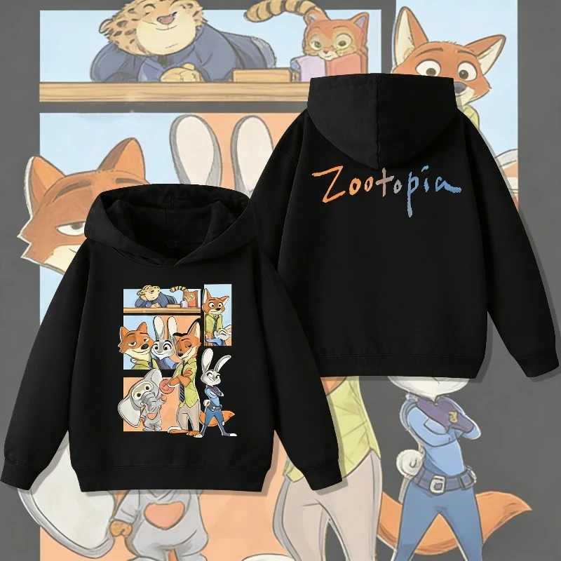 

Детская одежда в коллаборации с Zootopia, детская хлопковая толстовка с изображением кролика Джуди Ник, теплый топ для осени и зимы