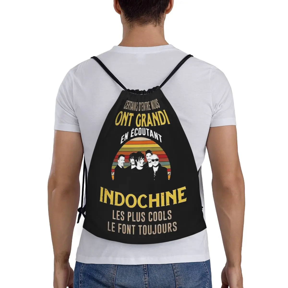 

Best Of Indochine Band Logo Exselna Genres Rock Backpacks Drawstring Bundle Pocket Sports Bag Book Bags For Man Woman School