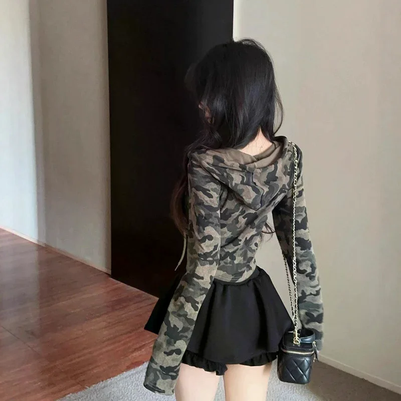 /HTF/New Fashion Hot Girls Jacket Street Style Long Sleeve Slim Zip-up Hooded Top