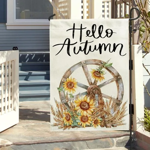 Fall Sunflower Front Yard Backyard Burlap Garden Flags Double Sided for, 12x18 XXQ