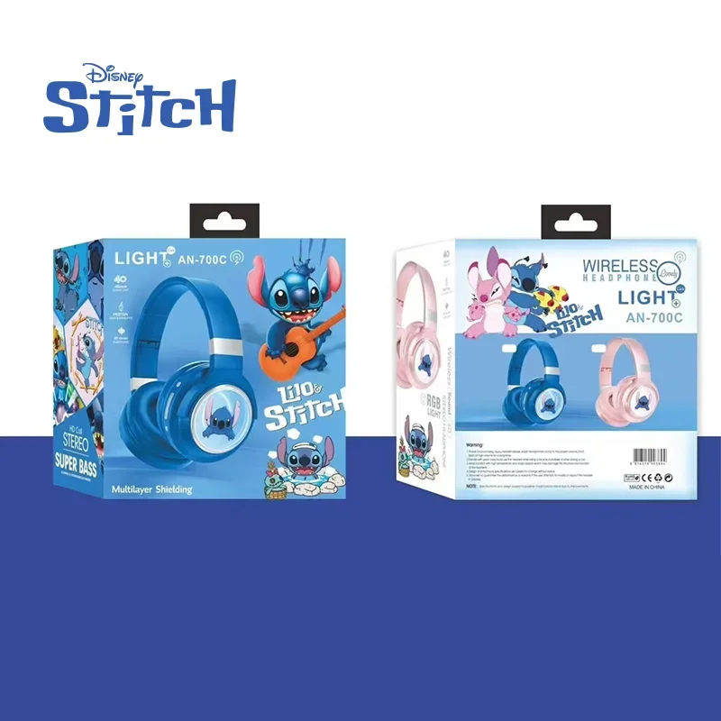 Disney Stitch Bluetooth Wireless Over Ear Headphones Foldable Computer Gaming Earphones Stereo Headsets Noise Reduction AN-700