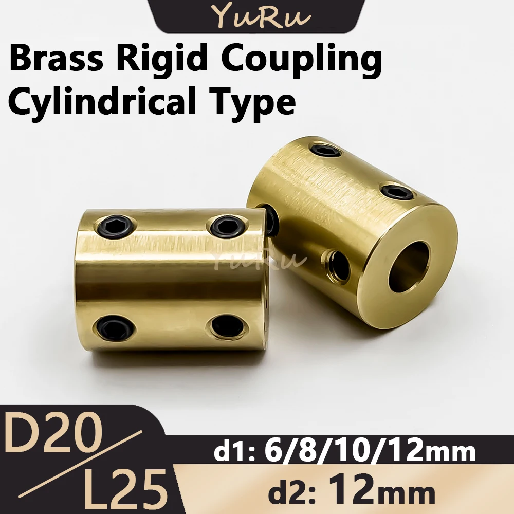 

1PC D20L25 Rigid Top Wire Coupling Brass Bore 6/8/10/12mm D20 L25 Cylindrical Type Shaft CNC Model Jaw Shaft Motor Coupling