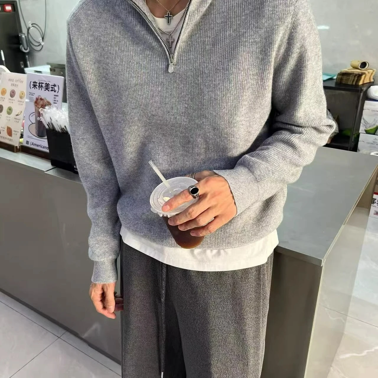 BC итальянский осенне-зимний новый модный шерстяной вязаный свитер с полумолнией, мужской повседневный однотонный свитер с длинными рукавами