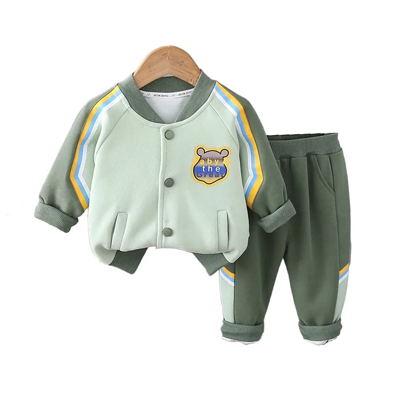 Toddler Boys Outfits 2024 Fall Baby Boy Clothes 1 To 5 Years Cartoon Single Breasted Long Sleeve Jackets and Pants Kids Suits