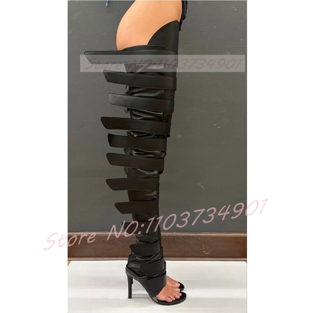 

Ботинки с открытым носком и промежностью с несколькими ремешками, женские сексуальные ботинки на липучке с круглым носком, черные ботинки из искусственной кожи на высоком каблуке, женские леггинсы, уличные сандалии